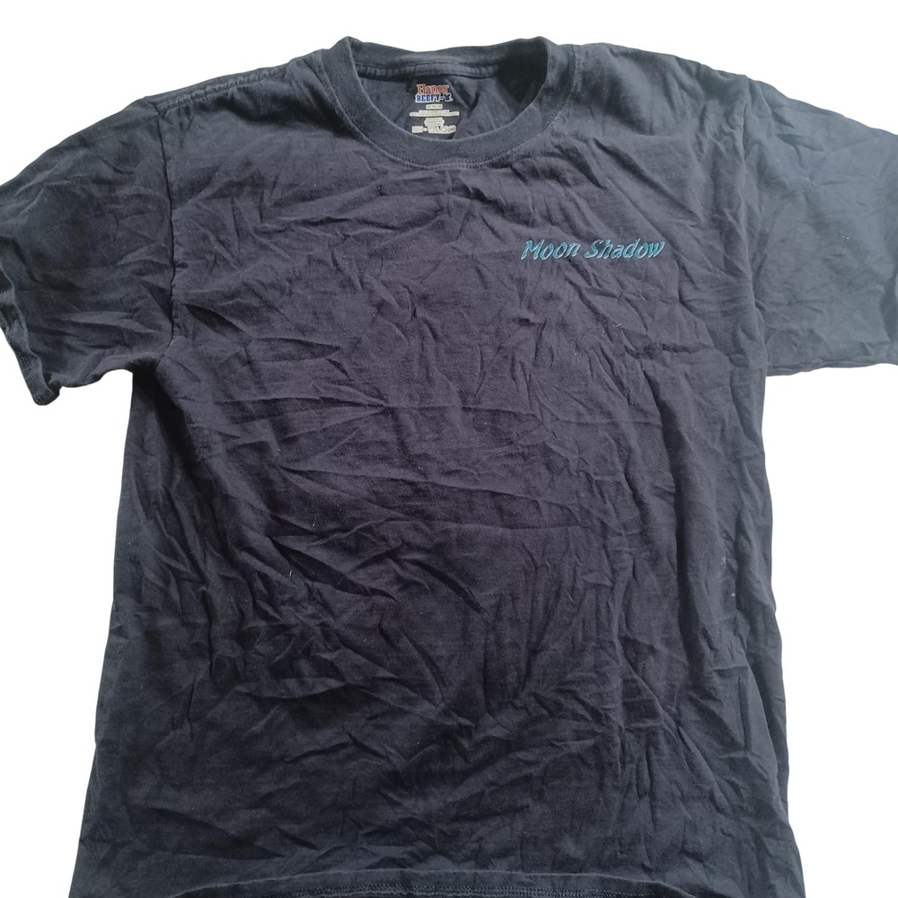 Hanes Moon Shadow Shirt Mens Medium Blue Short Sleeve Sailing Crew Graphic Tee